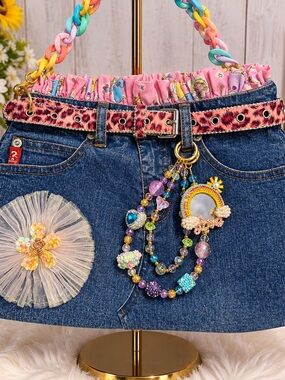 GUESS Denim Shorts Custom Purse – Groovy Girl Y2K – Embellishedu